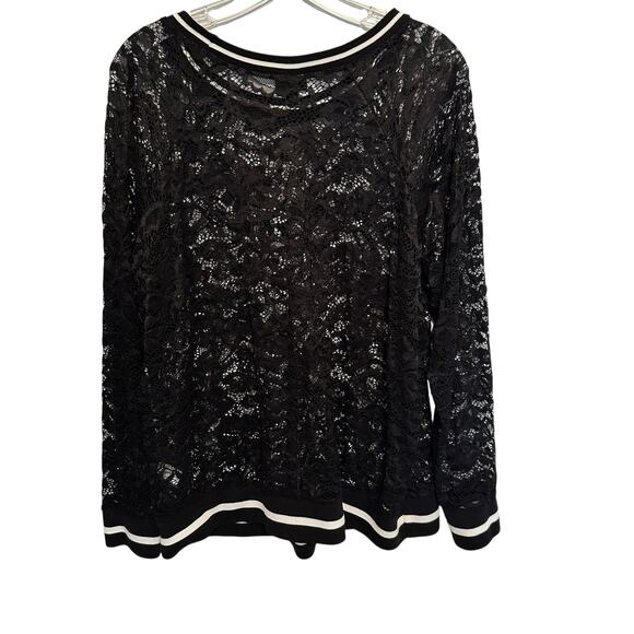 Torrid Black Lace Sweatshirt Womens Size 2X Stretch Rib Trim Whimsigoth Grunge - Picture 4 of 11